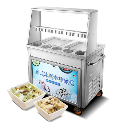 quality  Commercial Fried Ice Cream Machine Snack Factory For Sale Double Pan Ice Cream Roll Machine With Fruit Yogurt Ready To Ship factory